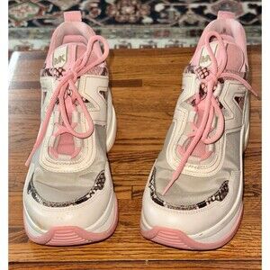 MICHAEL KORS Olympia Trainer 43T1OLFS1E Extreme Color Pink MultiSnake Size 9M